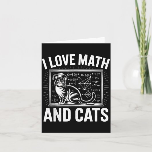 Carte Math Cat Lover Funny Math Teacher I Love Math And  (Devant)
