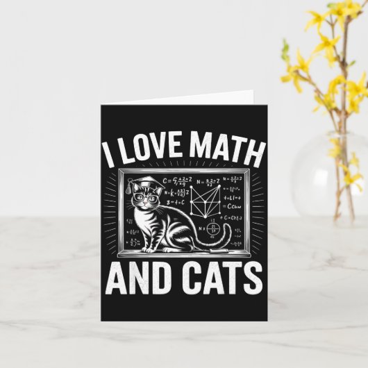 Carte Math Cat Lover Funny Math Teacher I Love Math And  (Fleur jaune)