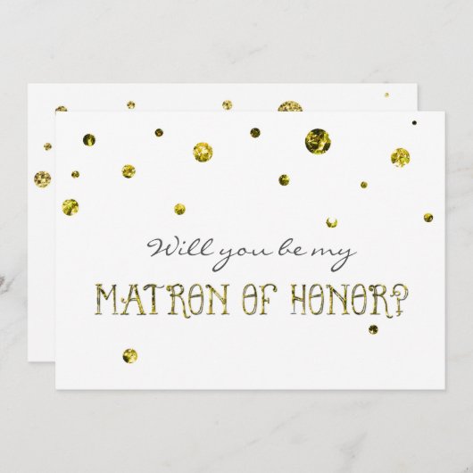 Carte MATRON D'HONNEUR Parties scintillant blanche (Devant / Derrière)