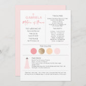 Carte Matron d'honneur Proposition et information (Devant / Derrière)