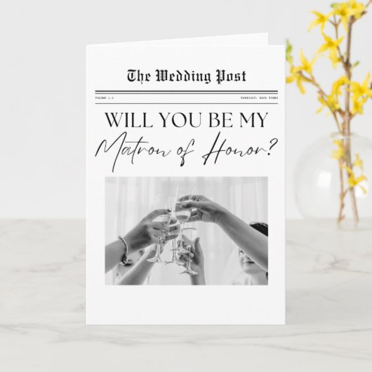 Carte Matron of Honor Proposition USA, simple journal (Fleur jaune)