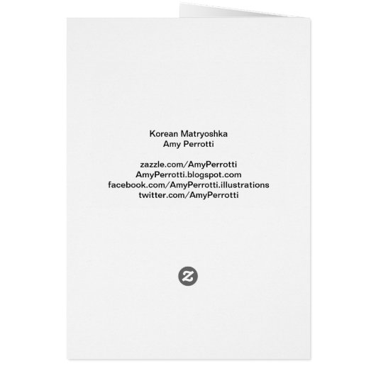 Carte Matryoshka coréenne (Dos)