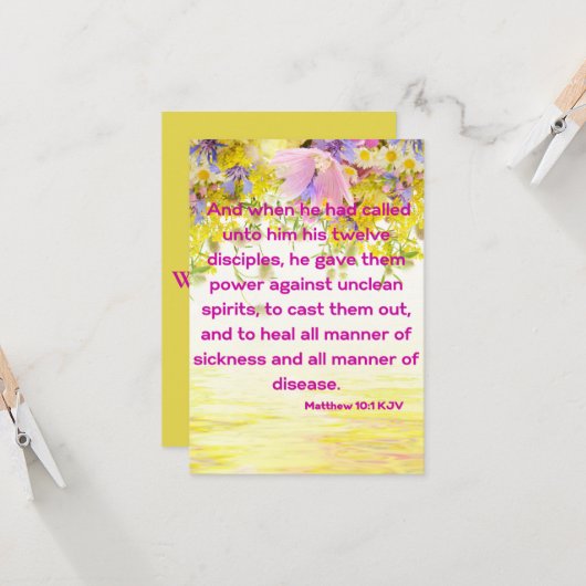 Carte Matthieu 10:1 KJV Bible Scripture Pic Greeting (Devant/Arrière en situation)
