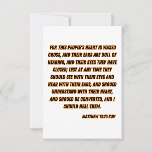 Carte Matthieu 13:15 KJV Bible Verse Salutation (Devant)