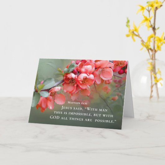 Carte Matthieu 19:26 Avec DIEU, tout est possible (Fleur jaune)