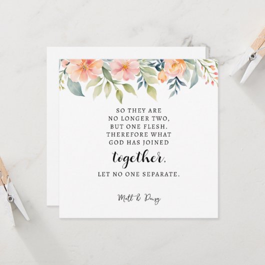 Carte Matthieu 19:6, Mariage Bible Verse (Devant/Arrière en situation)