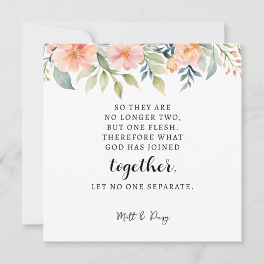 Carte Matthieu 19:6, Mariage Bible Verse (Devant)