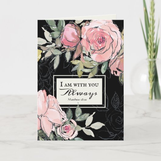Carte Matthieu 28:20 Je Suis Avec Vous Toujours Fleurs R (Devant)