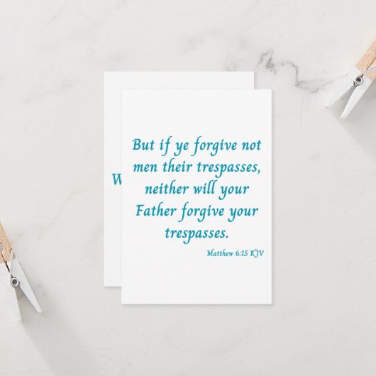 Carte Matthieu 6:15 KJV Bible Scripture Salutation (Devant/Arrière en situation)