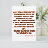 Carte Matthieu 6:19-21 KJV Bible Scripture Salutation (Debout devant)