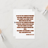 Carte Matthieu 6:19-21 KJV Bible Scripture Salutation (Devant/Arrière en situation)