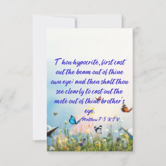 Carte Matthieu 7:5 KJV Bible Verse Pic Flat Salutation (Devant)