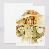 Carte Maud Humphrey : Fille d'hiver avec branche (Devant / Derrière)