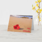 Carte Maui Hibiscus rouge sur la plage Noël (Fleur jaune)