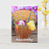 Carte Maui Mai Tai et Anniversaire à l'ananas (Fleur jaune)