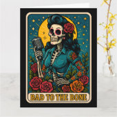 Carte Mauvais à Bone Retro Squelette chanteur (Fleur jaune)