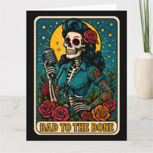Carte Mauvais à Bone Retro Squelette chanteur
