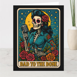 Carte Mauvais à Bone Retro Squelette chanteur