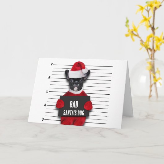 Carte Mauvais Père Noël Chien Mugshot Drôle Noël (Fleur jaune)