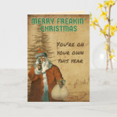 Carte Mauvais Père Noël Merry Freakin' Christmas (Fleur jaune)