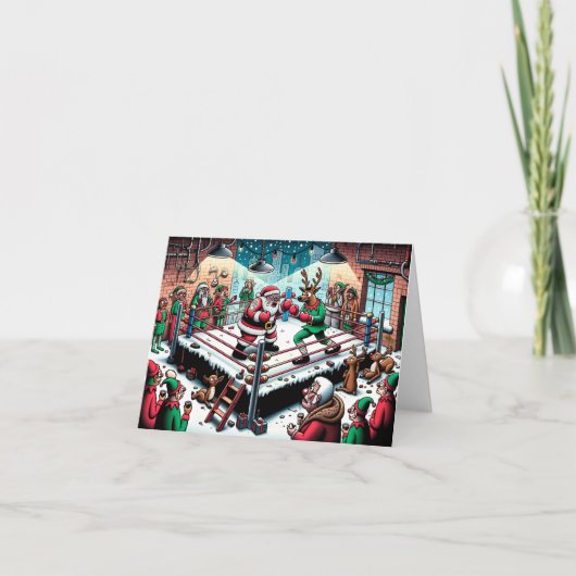 Carte Mauvais Santa Boxant Rudolf (Devant)
