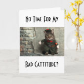 Carte Mauvaise attitude Drôle Humour Costume de chat (Fleur jaune)