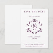 Carte Mauve Ornamental Border with Crown & Initials (Devant / Derrière)