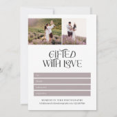 Carte Mauve Typographie Photographie Certificat cadeau (Dos)