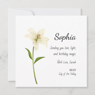 Carte May Lily de la Vallée Anniversaire Personnalisé