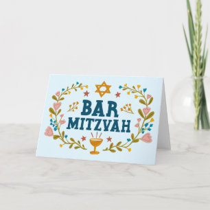 Carte MAZEL TOV BAr MITZVAH Juif dessiné à la main
