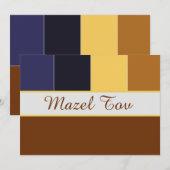 Carte Mazel Tov Félicitations, Marron Bleu (Devant / Derrière)