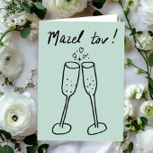 Carte Mazel Tov Mariage Champagne Cheers Sketch Doodle