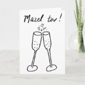 Carte Mazel Tov Mariage Champagne Cheers Sketch Doodle (Devant)