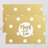 Carte Mazel Tov, points polka blancs or, Art moder (Devant / Derrière)