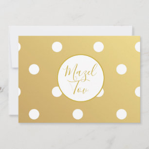 Carte Mazel Tov, pois blancs or, Art Moderne