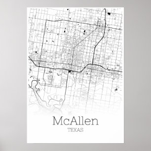 Carte McAllen - Texas - Poster de la carte de vill