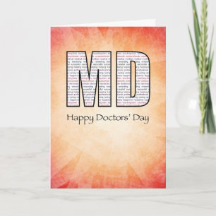 Carte MD Happy Doctors’ Day avec backgrou rouge et jaune