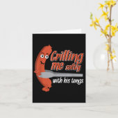 Carte Me Griller Doucement Avec Ses Tongs _ Mens Barbecu (Fleur jaune)