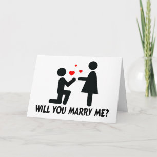 Carte Me Marieras-Tu Un Homme Et Une Femme Au Genou Lié
