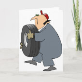 Carte Mécanic Carrying A Tire Greeting Cards (Devant)
