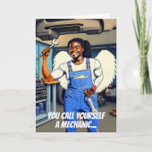 Carte Mécanicienne Noire Miracle Anniversaire (Devant)