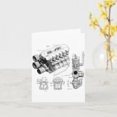 Carte Mechanics Car Enthusiast Men Engine Eces (Fleur jaune)