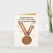 Carte Médaille de bronze du 8e anniversaire du Mariage (Devant)