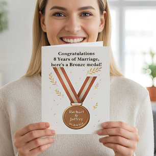 Carte Médaille de bronze du 8e anniversaire du Mariage