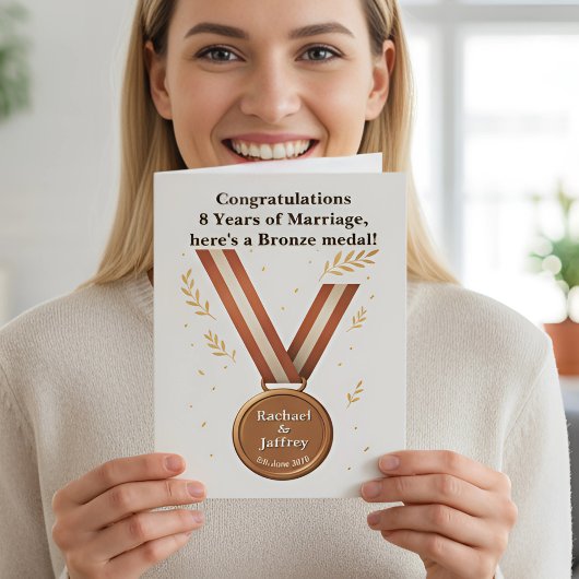 Carte Médaille de bronze du 8e anniversaire du Mariage