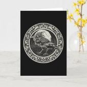 Carte Médaillon de corbeau Art de gravure Oiseau Nature  (Fleur jaune)