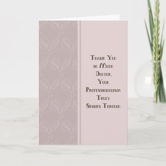 Carte Médecin Merci pour les soins aux patients atteints (Devant)