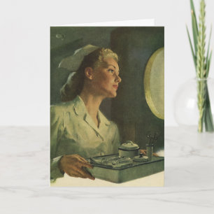 Carte Médecine Ancienne, Infirmière avec Outils Médicaux