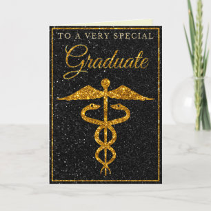 Carte Médicale de Parties scintillant d'or pour di