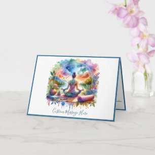 Carte Méditation de Yoga Zen dans la Nature Aquarelle Pa